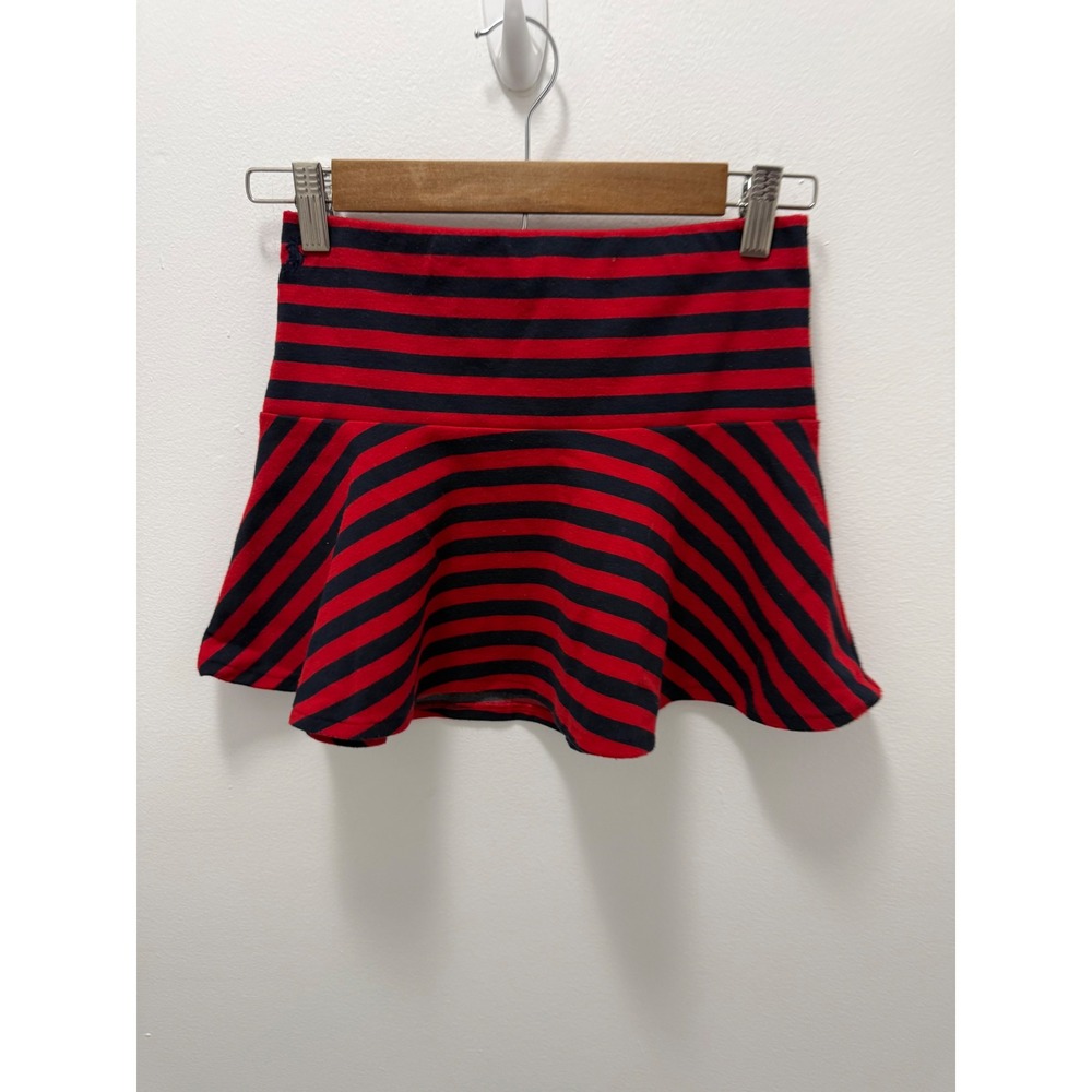 Polo Ralph Lauren Girls Red Navy Blue Striped Knit Skirt Size M 8-10